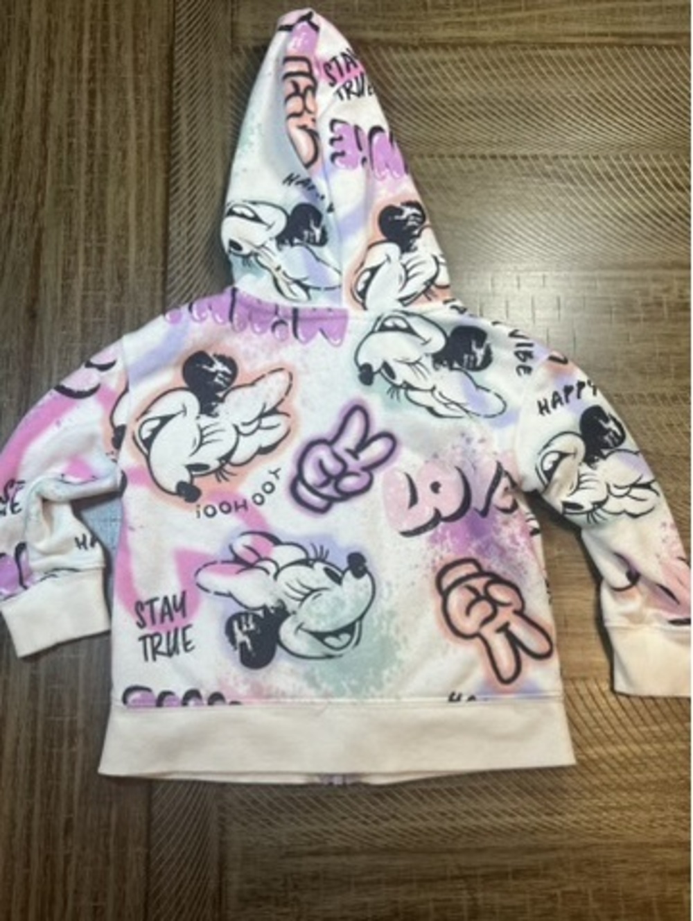 Disney Jumping Beans Minnie Mouse Graffiti zip up lightweight jacket Girls 2T - Picture 3 of 3